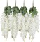 Silk Wisteria Flower Artificial 2.13 Feet Hanging Wisteria Vine Fake Flower Bush String Home Party Wedding Decoration,Pack of 4(White)